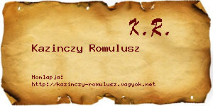 Kazinczy Romulusz névjegykártya